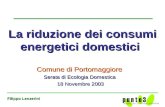 Filippo Lenzerini Comune di Portomaggiore Serata di Ecologia Domestica 18 Novembre 2003 La riduzione dei consumi energetici domestici.