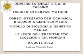 UNIVERSITA DEGLI STUDI DI CASSINO FACOLTA DI SCIENZE MOTORIE CORSO INTEGRATO DI BIOCHIMICA, BIOLOGIA & GENETICA MEDIA MODULO DI BIOLOGIA & GENETICA MEDICA.