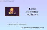 Liceo scientifico Galilei la strada verso la conoscenza e la percezione organica del sapere Le diapositive scorrono in automatico in un tempo compreso.