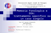 Memoria Fonologica e DSA: trattamento specifico su un caso singolo Tesi di laurea triennale sperimentale A.A. 2011/2012 Università degli studi di Perugia.