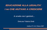 EDUCAZIONE ALLA LEGALITA' I no CHE AIUTANO A CRESCERE A scuola con i genitori... Dott.ssa Valeria Zotti Andria, 07-14-21 Marzo 2007.