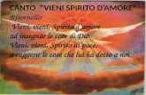 CANTO VIENI SPIRITO DAMORE Ritornello Vieni, vieni, Spirito damore ad insegnar le cose di Dio. Vieni, vieni, Spirito di pace, a suggerir le cose che lui.
