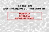 Udine, 15 maggio 20081 giuseppina trifiletti Tre lezioni per indagare sul mistero di MATERIA ENERGIA INFORMAZIONE.