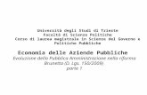 Economia delle Aziende Pubbliche Evoluzione della Pubblica Amministrazione nella riforma Brunetta (D. Lgs. 150/2009) parte 1 Università degli Studi di.