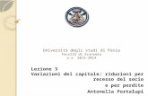 Università degli studi di Pavia Facoltà di Economia a.a. 2013-2014 Lezione 3 Variazioni del capitale: riduzioni per recesso del socio e per perdite Antonella.