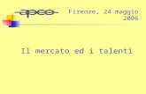 Il mercato ed i talenti Firenze, 24 maggio 2006. La ripresa attraverso l'innovazione - 24.05.2006 Perché, a proposito di cultura di impresa, si parla.