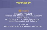 Presentazione dati Lecce, 17 ottobre 2012 Progetto TELELAB Analisi dei bisogni di conciliazione vita-lavoro dei lavoratori e delle lavoratrici dellUniversità
