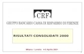 1 RISULTATI CONSOLIDATI 2000 Milano / Londra 4-5 Aprile 2001.