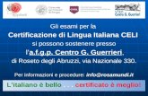 Gli esami per la Certificazione di Lingua Italiana CELI si possono sostenere presso la.f.g.p. Centro G. Guerrieri, di Roseto degli Abruzzi, via Nazionale.