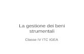 La gestione dei beni strumentali Classe IV ITC IGEA.