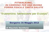 FITWALKING, IN CAMMINO PER UNA BUONA FORMA FISICA E TANTA SALUTE Bergamo 16 Maggio 2012 di Maurizio Damilano il cammino: benessere per il corpo.