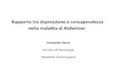 Rapporto tra depressione e consapevolezza nella malattia di Alzheimer Leonardo Sacco Servizio di Neurologia Ospedale Civico-Lugano.