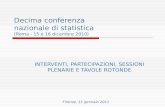 Decima conferenza nazionale di statistica (Roma - 15 e 16 dicembre 2010) INTERVENTI, PARTECIPAZIONI, SESSIONI PLENARIE E TAVOLE ROTONDE Firenze, 11 gennaio.