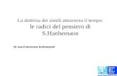 La dottrina dei simili attraverso il tempo: le radici del pensiero di S.Hanhemann Dr.ssa Francesca Andreazzoli.