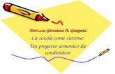 Dott.ssa Giovanna A. Gangemi La scuola come sistema: Un progetto armonico da condividere.