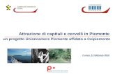 Un progetto Unioncamere Piemonte affidato a Ceipiemonte Cuneo, 12 febbraio 2010 Attrazione di capitali e cervelli in Piemonte.
