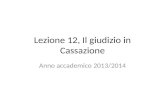 Lezione 12, Il giudizio in Cassazione Anno accademico 2013/2014.
