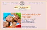 24 Maggio 2011 Dipartimento di Psicologia Università degli Studi di Pavia Sviluppo atipico del linguaggio Sintomi e segnali Silvia Bergonzoli Neuropsichiatra.