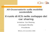 1 Il ruolo di ICS nello sviluppo del car sharing Iniziativa Car Sharing Arcangelo Merella Presidente Milano, 30 novembre 2006 XII Osservatorio sulla mobilità