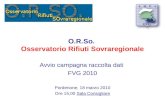 O.R.So. Osservatorio Rifiuti Sovraregionale Avvio campagna raccolta dati FVG 2010 Pordenone, 18 marzo 2010 Ore 15,00 Sala Consigliare.