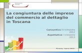 La congiuntura delle imprese del commercio al dettaglio in Toscana Consuntivo IV trimestre 2012 Aspettative I trimestre 2013 Firenze, marzo 2013.