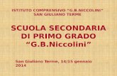 ISTITUTO COMPRENSIVO G.B.NICCOLINI SAN GIULIANO TERME SCUOLA SECONDARIA DI PRIMO GRADO G.B.Niccolini San Giuliano Terme, 14/15 gennaio 2014
