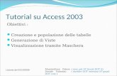 Tutorial su Access 2003 Obiettivi : Creazione e popolazione delle tabelle Generazione di Viste Visualizzazione tramite Maschera Massimiliano Palese ( max_pal.