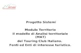 Progetto Sistemi Modulo Territorio Il modello di Analisi territoriale (MAT) del Touring Club Italiano. Fonti ed Enti di interesse turistico.