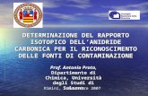 DETERMINAZIONE DEL RAPPORTO ISOTOPICO DELLANIDRIDE CARBONICA PER IL RICONOSCIMENTO DELLE FONTI DI CONTAMINAZIONE Rimini, 7 Novembre 2007 Dipartimento di.