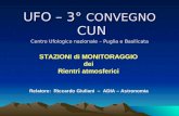 UFO – 3° CONVEGNO CUN Centro Ufologico nazionale – Puglia e Basilicata STAZIONI di MONITORAGGIO dei Rientri atmosferici Relatore: Riccardo Giuliani – ADIA.