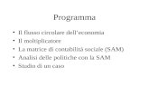 Programma Il flusso circolare delleconomia Il moltiplicatore La matrice di contabilità sociale (SAM) Analisi delle politiche con la SAM Studio di un caso.