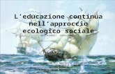 Leducazione continua nellapproccio ecologico sociale MIRENA ANGELI VERDIGI FRANCA Corso di sensibilizzazione all'approccio ecologico-sociale ai problemi.