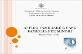 AFFIDO FAMILIARE E CASE FAMIGLIA PER MINORI Il panorama locale Direzione Politiche Sociali – Settore Integrazione Sociosanitaria Affido Familiare Minori.