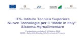 ITS- Istituto Tecnico Superiore Nuove Tecnologie per il "Made in Italy" Sistema Agroalimentare Fondazione costituita il 12 0ttobre 2010 SEDE : Sala della.