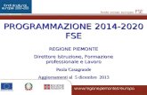 PROGRAMMAZIONE 2014-2020 FSE REGIONE PIEMONTE Direttore Istruzione, Formazione professionale e Lavoro Paola Casagrande Aggiornamenti al 5 dicembre 2013.