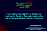 Le ricadute organizzative a seguito del riordino del Servizio Sanitario Nazionale e dellevoluzione delle Professioni Sanitarie Antonio Morelli Coordinatore.