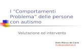 I Comportamenti Problema delle persone con autismo Valutazione ed intervento Dott.Marco de Caris m.decaris@email.it.