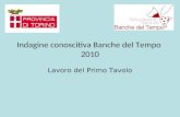 Indagine conoscitiva Banche del Tempo 2010 Lavoro del Primo Tavolo.
