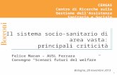 Il sistema socio-sanitario di area vasta: principali criticità CERGAS Centro di Ricerche sulla Gestione dellAssistenza Sanitaria e Sociale Bologna, 28.