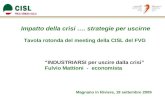 Impatto della crisi …. strategie per uscirne Tavola rotonda del meeting della CISL del FVG Magnano in Riviera, 19 settembre 2009 INDUSTRIARSI per uscire.