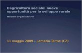 Lagricoltura sociale: nuove opportunità per lo sviluppo rurale Modelli organizzativi 11 maggio 2009 – Lamezia Terme (CZ)
