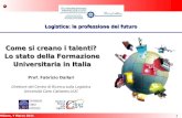 1 Milano, 7 Marzo 2011 11 Come si creano i talenti? Lo stato della Formazione Universitaria in Italia Prof. Fabrizio Dallari Direttore del Centro di Ricerca.