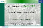 Con il contributo dello strumento finanziario LIFE della Comunità Europea Il Progetto ZeoLIFE Prove di serra con zeolititi 4 ottobre 2012, Ferrara Carlo.