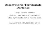 Osservatorio Territoriale Darfense Darfo Boario Terme: abitare - partecipare - scegliere idee e proposte per la nostra città SABATO 23 NOVEMBRE 2013.