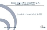 Asti, 22 marzo 2006 Asti, 22 marzo 2006 Cassa depositi e prestiti S.p.A. Direzione Finanziamenti Pubblici Il prodotti e i servizi offerti da CDP.