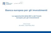 Le opportunità della BEI e del Fondo europeo per gli investimenti Anna Fusari Bruxelles, 3 dicembre 2013 Banca europea per gli investimenti.