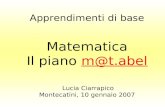 Apprendimenti di base Matematica Il piano m@t.abelm@t.abel Lucia Ciarrapico Montecatini, 10 gennaio 2007.