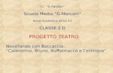 PROGETTO TEATRO I.C. G.Parolari Scuola Media G.Marconi Anno Scolastico 2011-12 CLASSE 2 D Novellando con Boccaccio: Calandrino, Bruno, Buffalmacco e lelitropia.