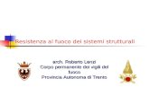 Resistenza al fuoco dei sistemi strutturali arch. Roberto Lenzi Corpo permanente dei vigili del fuoco Provincia Autonoma di Trento.