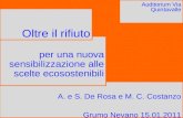 Per una nuova sensibilizzazione alle scelte ecosostenibili Grumo Nevano 15.01.2011 A. e S. De Rosa e M. C. Costanzo Grumo Nevano 15.01.2011 per una nuova.